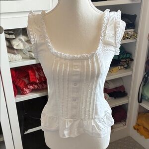 ASOS White Ruffle Trim Blouse